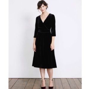 Boden Silk Blend Velvet Farrah Dress in Black